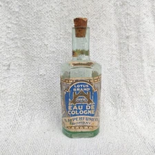 Vintage Lotus Brand HA Perfumers Eau De Cologne Glass Bottle Advertising G984