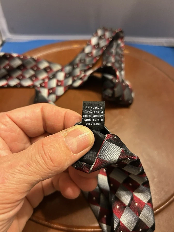 Галстук мужской Arrow бордовый серый 100% шелк геометрический галстук - Изображение 4 из 4