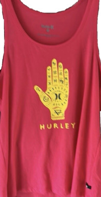 Hurley Handsy Women's Medium Tank Top Racer Back Graphic Print Logo Yoga