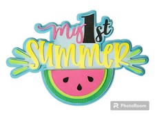 First Summer Scrapbook Title, 3d Die cuts, premade paper piecing, Card embellish