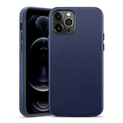 iPhone 12 Pro Max BLAU ESR Echtleder Hülle Cover mit MagSafe BILDSCHIRM