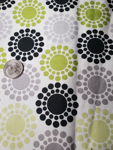 3/8 yd Sewing Fabric 2011 Brother Sister Designs Grey Green & Black Circles - Picture 3 of 3