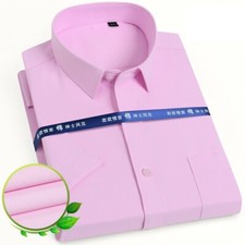 New Men's Dress Shirts Short Sleeves Formal Business Slim Fit Casual Shirts Tops