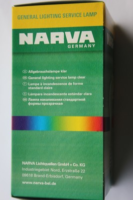 Pack 5 x Narva Germany 240v 200w ES E27 incandescent clear glass 