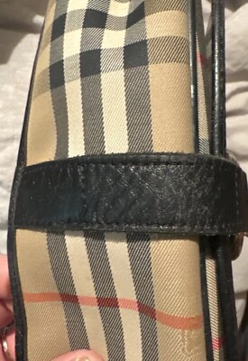 Burberry Haymarket Nova Check Black Aero Zipper Leather Strap