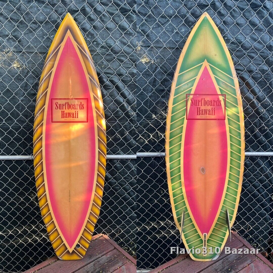 1980s Vintage SURFBOARDS HAWAII by Mike Slingerland - 5'8 Thruster 2 + 1