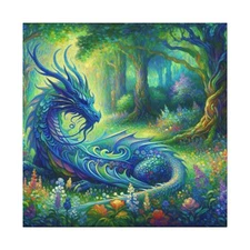 Canvas Gallery Wrap Home Wall Art Decor Serene Dragon Enchanted Forest Medieval