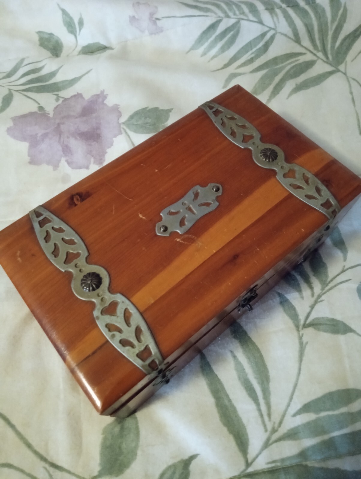 Vintage Jewelry Box McGraw Box Company NY Treasure Chest Red Cedar