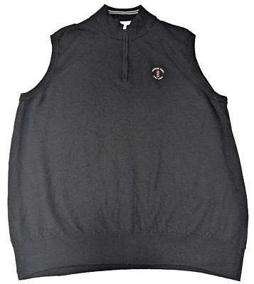 PETER MILLAR Harbour Town Golf Links Merino Wool Vest Pullover Men 2XL XXL Black