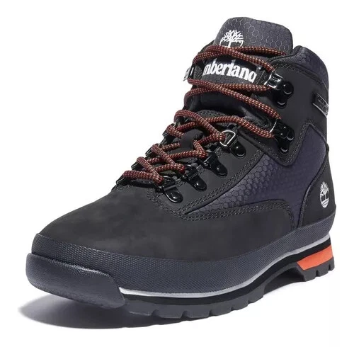 Timberland Euro Hiker TB0A2GCX001 Hiking Boots Men Black Nubuck Waterproof Ankle