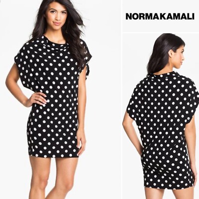 NORMA KAMALI KAMALIKULTURE $179 Polkadot Knit Jersey Stretch Dress M/12AUS/8US