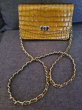 Uterque Croc Leather Crossbody Bag Purse Satchel Rare Mint Spain Gold