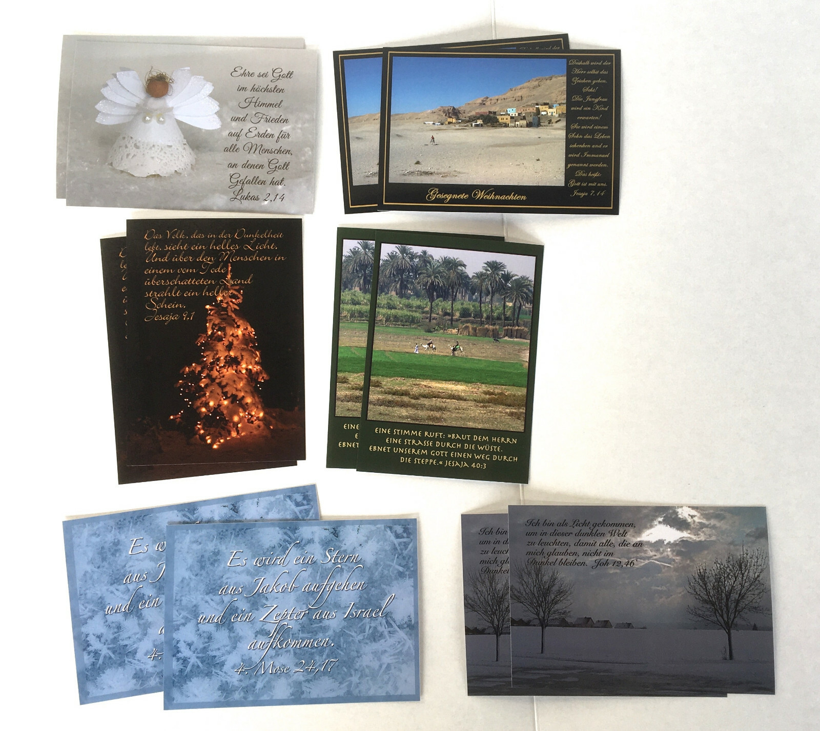 12 Stück christliche Foto-Postkarten, Bibelsprüche Paket 8, Weihnachten