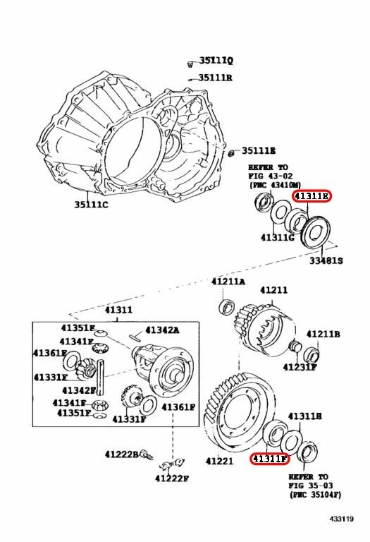 Caja diferencial delantera Toyota OEM 90368-38002 rodamiento de rodillos cónicos delantero Foto 3 de 4