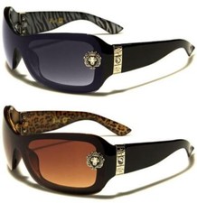 Womens Oversized Diamante Sunglasses Black Kleo Butterfly Wrap Large Big UV400