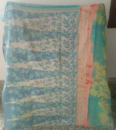 Vintage Kantha Blanket Bedspread Indian Quilt Handmade Throw Ralli Gudari Cotton | UK