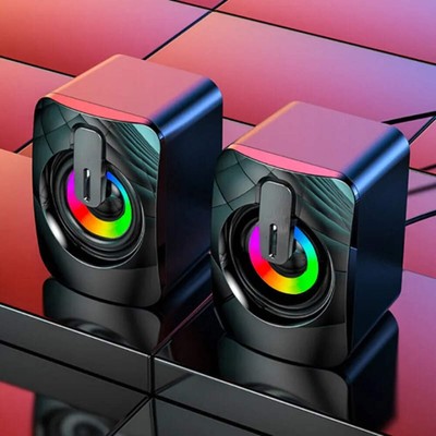 Computer Speakers USB Wired HIFI Stereo Sound Box with LED for PC