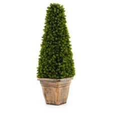 3' Outdoor Artificial Boxwood Topiary Tree Decor  Potted Plant wBuilt-in Cement
