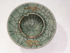 Ancient Asian Looking Green Ashtray