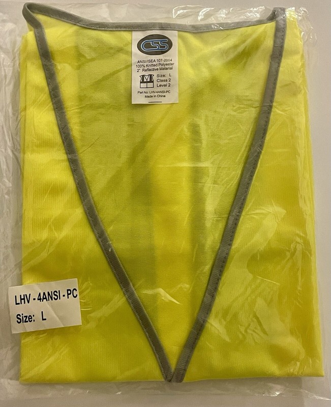 (7) CSS Class 2 Level 2 Safety Vests 100% Polyester ANSI/ ISEA 107-2004 Size L