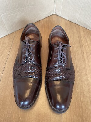 Studio Belvedere Enrico Woven Brown Leather Cap Toe Oxfords  display picture 1