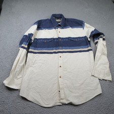 VTG Roper Aztec Western Shirt Men's Large Blue Ivory Button Down Rodeo USA Made