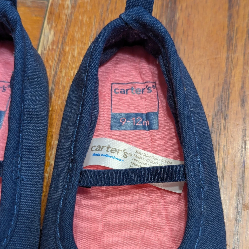 Zapato Cuna Bebé Niña Azul Marino Carter's 9-12m Suela Suave Mary Janes Excelente Estado Foto 3 de 4