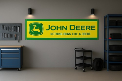 #ad John Deere Farm Equipment Banner 71x24 Green Sign Machinery Workshop Decor $24.99
