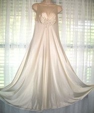BEAUTIFUL VNTG 11' SWEEP GOWN BUST 32 XS/S SATIN SHEEN OLD HOLLYWOOD NIGHTGOWN