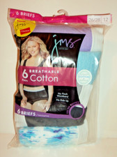New Just My Size JMS Womens Size 12 26/28 6 Pairs Brief Underwear Panties Cotton