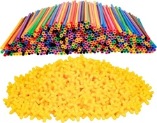 SCS Direct 1000pc Building Straws & Connectors Set for Kids - STEM... 
