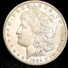 1884 S Morgan Dollar AU++ Great Eye Appeal Excellent Strike. 100% Original White