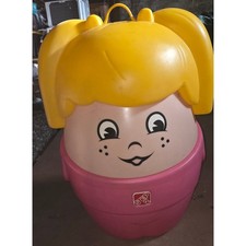 Little People Step 2 Vintage Girl Toy Box Storage Pink and Yellow Needs Cleaning