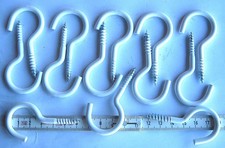 Schraubhaken gebogen weiß beschichtet 4,8 x 65 mm 13 Haken  Wandhaken