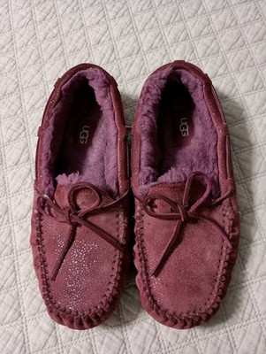UGG Dakota Twinkle Sparkly Women's Sz 8 Burgundy Suede Metallic Slip On Slipper