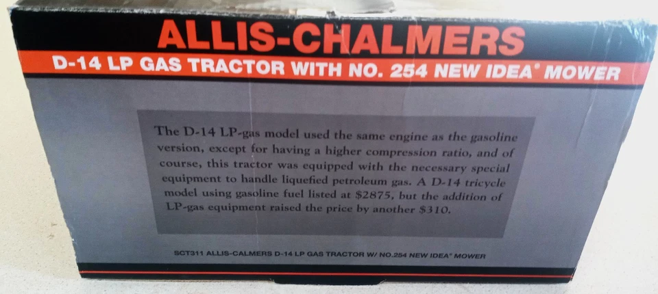 Speccast Allis Chalmers D-14 LP Gas w/ No. 254 New Idea Mower - Diecast - Image 4 of 4