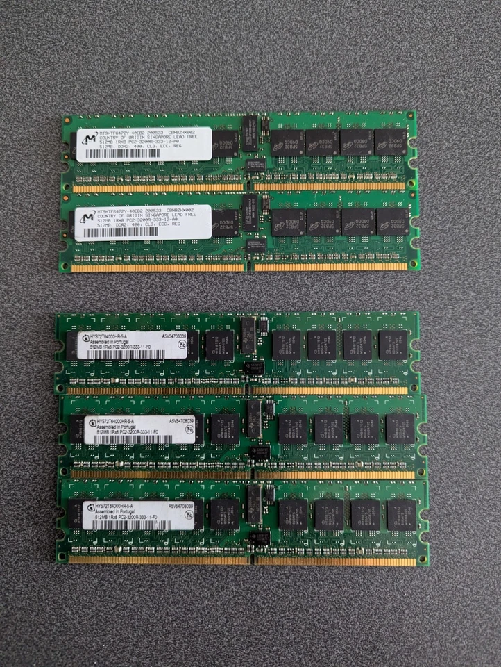 10 x Modules DDR2 PC2 3200 400 240 pin ECC Server Ram 7 GB of 1 GB and 512 MB - Image 4 of 4