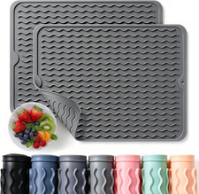 2 Pack Silicone Dish Drying Mat for Kitchen Counter Heat Resistant under Sink W