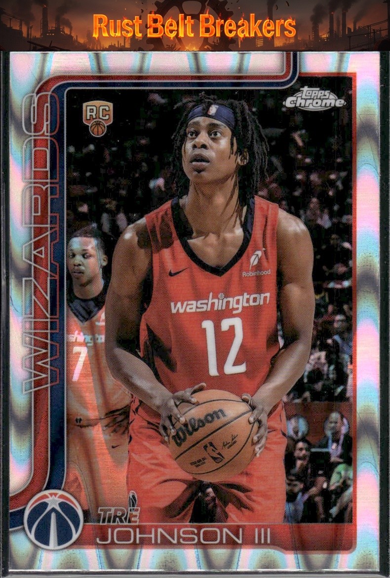 2025-26 Topps Chrome Tre Johnson III #256 Wave Refractor Washington Wizards