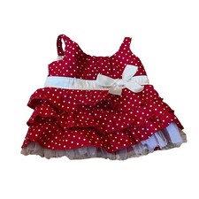 Build A Bear Workshop Red white Polka Dot Dress with Bow VGC BAB