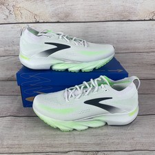 Brooks Glycerin Flex Mens Sz 10.5D Running Shoes White Lime Green