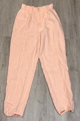 Collectible Gold by Giorgio Sant Angelo Peach 100% Linen Pants Lined Size 8