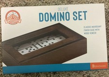Deluxe Domino Set Mahogany Finish Veneer Finish Wood Case Double Six