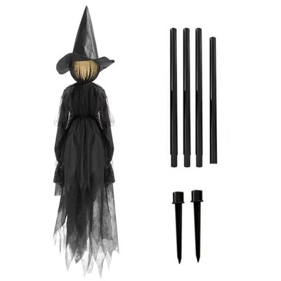 6FT Witch Halloween Decorations Outdoor Light Up Witch Stakes Color Changing