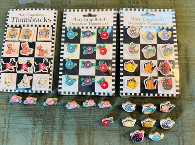 VTG Lot Of 51 Mary Engelbreit Decorative Thumbtacks Scottie Dogs Teapots Flowers