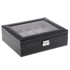 PU Leder Uhren Display Halter Etui 10 Fächer für Schmuck Sammlung Aufbewahrung
