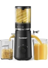 TUUMIIST Slow Masticating Juicer, Cold Press, 5.3” Large Feed Chute Black TESTED