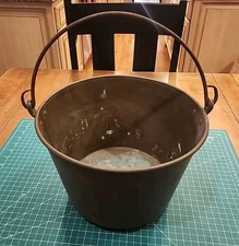 Antique Brown & Bro's Spun Brass Pail Bucket  Waterbury CT ~ 11½" Diameter - gw!