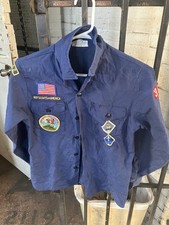 Vtg Boy Scouts of America BSA Youth Shirt Large Navy Blue Rare 80s