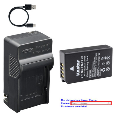 Kastar EN-EL20 Battery AC & USB-C Charger for Nikon 1 AW1 J1 J2 J3 S1 V3 Cameras